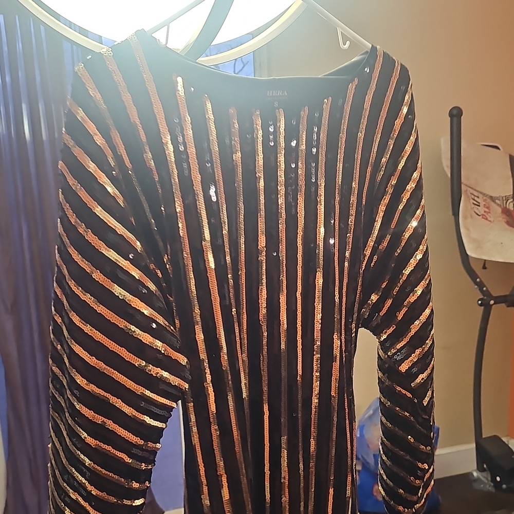 Hera Collection Black and Gold Sequin Dress